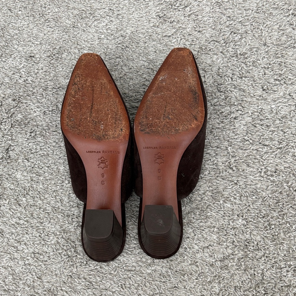 Loeffler Randall Dark Brown Suede Pointed-Toe Mules - Picture 3 of 3